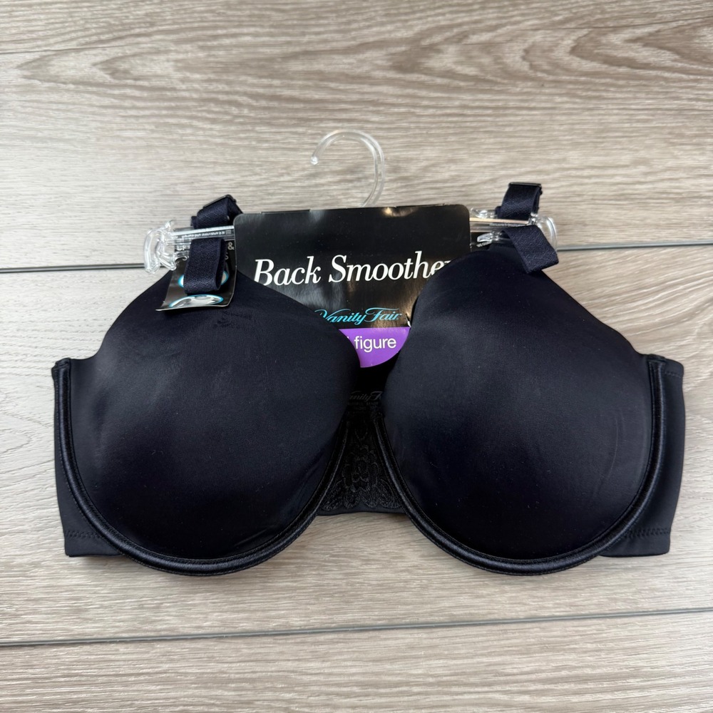 Vanity Fair Women Bra Back Smoother Full Figure Black 38D